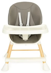 Detská stolička na kŕmenie 2v1 v sivej farbe