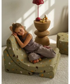 Zelené detské kresielko z textílie buklé/ženilkové Terrazzo Moon – Wigiwama