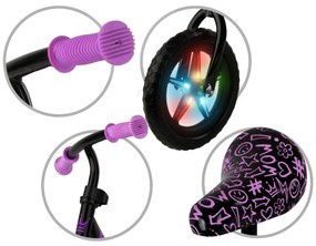 Kidwell Rebel LED balančný bicykel pre deti – LED ráfiky, EVA kolesá 28 cm, bez batérií