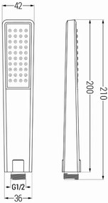 Ručná sprchová hlavica MAXMAX MEXEN R-72 - 1 funkcia - 200x42 mm - čierna, 79572-70