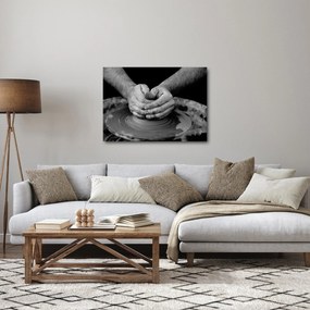 Čiernobiely obraz - výroba keramiky (70x50 cm)
