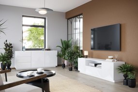 TV stolík Asha 167 cm s otvorenou policou - biely lesk