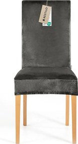 Restilo Napínací poťah na stoličku Sento tmavosivá, 48 x 48 x 58 + 10 cm, súprava 4 ks