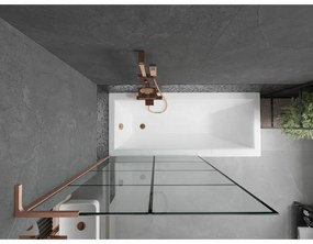 Mexen Next L, 1-krídlová vaňová zástena 100 x 150 cm, 6mm číre sklo-čierny vzor, medený profil, 895-100-000-03-77-65