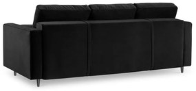 Čierna zamatová rozkladacia pohovka Milo Casa Santo