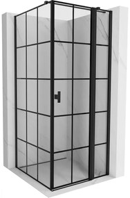 Mexen Mist T, sprchový kút s krídlovými dverami, pravý, 110 x 110 cm, 8mm číre sklo, čierny profil, 8A4T-110-110-70-77-P