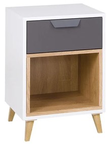 Nočný stolík Zylia ZT11 (biela + grafit + dub lefkas). Vlastná spoľahlivá doprava až k Vám domov. 1123305