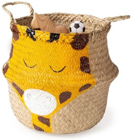 Detský kôš na hračky z morskej trávy v žlto-prírodnej farbe ø 30x28 cm Giraffe – Compactor