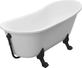 Besco Akrylátová voľne stojaca vaňa Olaya 160x68 s prepadom BESCO-Typ výpuste: Click-Clack s prepadom, chróm, BESCO-Nôžky: Čierna mat
