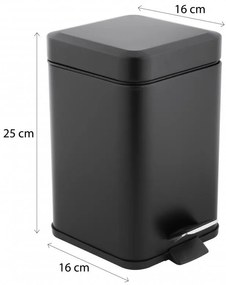 Erga Muti, štvorcový odpadkový kôš 3l na postavenie, Soft-Close zatváranie, čierna matná, ERG-YKA-CH.MUTI-SC-BLK