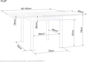 Rozkladací jedálenský stôl FLIP 80(160)X80 cm, kašmír/dub Cremona Torro