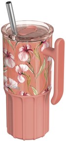 Nerezový termohrnček so slamkou Umi Floral Coral 720 ml