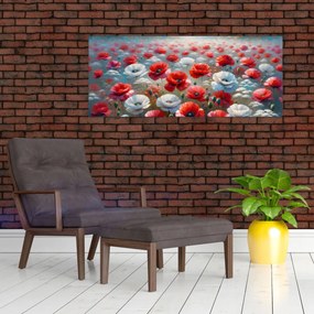 Obraz - Pole vlčích makov (120x50 cm)
