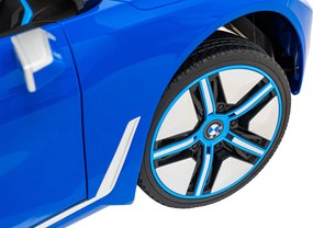 Ramiz Elektrické autíčko BMW i4 pre deti modré + diaľkové ovládanie + EVA + ekokoža + LED audio + pomalý štart