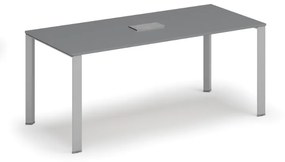 Stôl PRIMO INFINITY 1800 x 900 x 750, grafit + stolová zásuvka TYP IV, strieborná