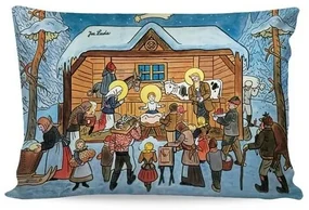 Matějovský Obliečka na vankúšik Deluxe Josef Lada Betlehem v zime, 33 x 50 cm