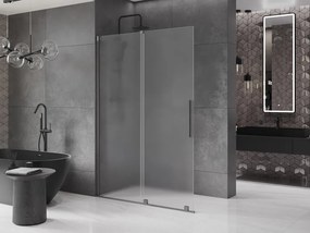 Mexen Velar, sprchová zástena s posuvnými dverami Walk-in 140 x 200 cm, 8mm sklo námraza, grafit brúsený, 871-140-000-33-66