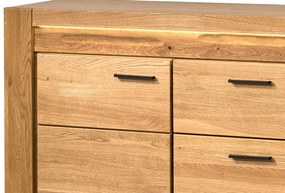 Komoda Velvet II 47 181 cm z masivu s LED osvětlením dub přírodní