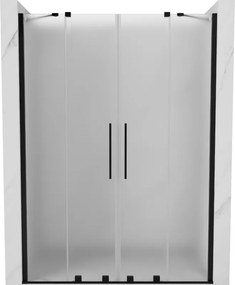 Mexen Velar Duo, posuvné sprchové dvere do otvoru 140 cm, 8mm sklo námraza, čierna matná, 871-140-000-32-70
