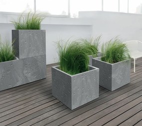 Plastový květináč SIERRAS SQUARE BETON EFFECT antracitový