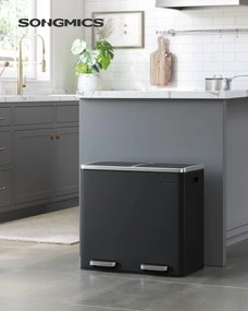 Odpadkový koš Gerry 2x24 l černý/stříbrný