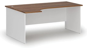 Rohový kancelársky písací stôl PRIMO WHITE, 180x120 cm, ľavý, biela/orech