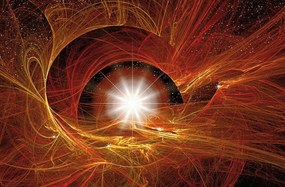 Fototapeta - Zlaté abstraktné Supernova (254x184 cm)