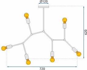 Toolight - Stropné svietidlo 6xE27 APP737-6C, čierna, OSW-08794