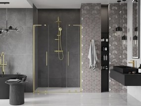 Mexen Velar L Duo, posuvné sprchové dvere do otvoru 160 cm, 8mm číre sklo, zlatá matná, 871-160-003-02-55