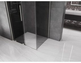 Mexen Velar, sprchový kút s posuvnými dverami 110 x 75 cm, 8mm šedé sklo, brúsená oceľ, 871-110-075-41-97