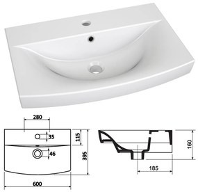 Kúpeľňový nábytok Belini Premium Full Version čierny lesk + umývadlo + zrkadlo + LED osvetlenie Glamour 25  GLA P 2/0/W/B/0/MB/PP