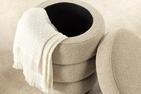 Taburetka VOQUE 50cm buclé taupe s úložným priestorom