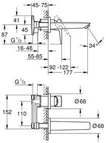 GROHE 20474001 - Umývadlová dvojotvorová batéria 177 mm lesklý chróm