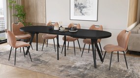 Mazzoni EXPANSO Čierny mat / čierne nohy - OVÁLNY ROZKLADACÍ STÔL 160-360 cm PRE 16-18 OSÔB