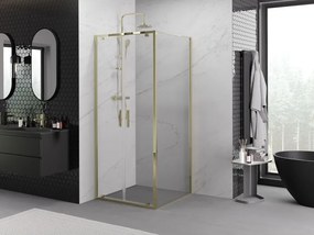 Mexen Exo, výklopná sprchová kabína, dvere 110 cm + bočná stena 110 cm, transparentné sklo, zlatá, 8182-110-110-50-00