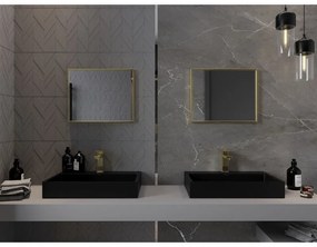 Mexen Loft, obdĺžnikové kúpeľňové zrkadlo 50 x 40 cm, farba rámu zlatá lesklá, 9852-050-040-000-50