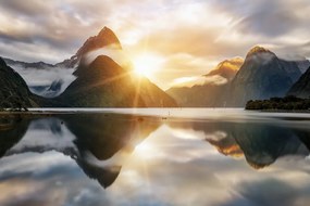 Obraz krásny východ slnka na Novom Zélande