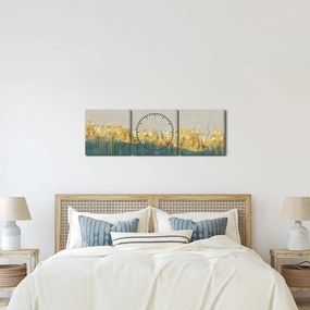 Obraz - Textúra so zlatým dekorom (s hodinami) (90x30 cm)