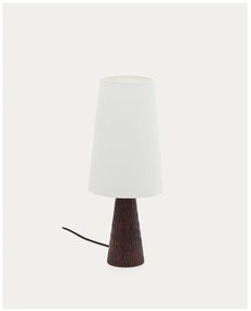 Biela/tmavohnedá stolová lampa s textilným tienidlom (výška 50 cm) Amire – Kave Home