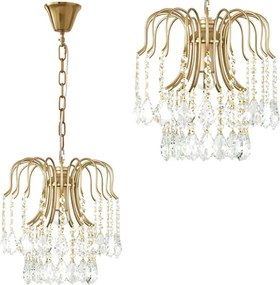 Toolight Toolight, krištáľové stropné svietidlo 1xE27 APP1650-1CP, zlatá, OSW-05117