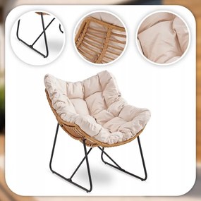 Záhradná relaxačná stolička na terasu, do záhrady, do obývačky, béžová, FIN