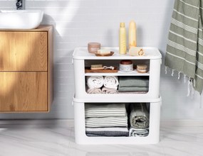 Úložný box s otvorenou prednou hranou, MODULE, s vekom, biely -  59,5 × 39,5 × 30 cm