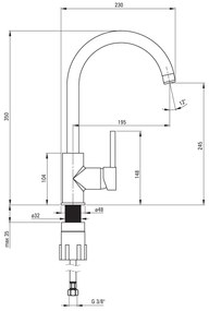 Deante Zorba, granitový drez 580x440x164 mm Z/KO, 3,5" + priestorovo úsporný sifón, 1-komorový + Nemezja batéria, atracitová metalíza, ZQZAT11A