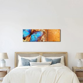 Obraz - Modrý motýľ (s hodinami) (90x30 cm)