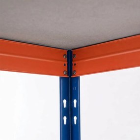 Kovové regály RIVET PRO 180x90x60 DTD drevotrieska 4 úrovne modro-oranžová