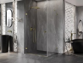 Mexen Lunar-B, sklápací sprchový kút ľavý 75 x 70 cm, 8mm číre sklo, zlatý profil, 832-075-070-50-00-L
