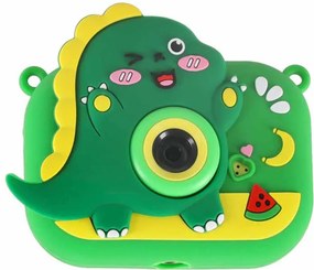 Detský digitálny fotoaparát KIK Dinosaurus so statívom, zelený