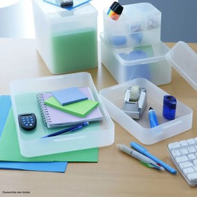 Plastový úložný organizér Pure Box A5 vysoký, mliečny