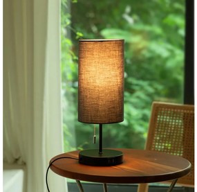 Aigostar B.V. Aigostar - Stolná lampa s USB portom 1xE27/40W/230V čierna AI1553