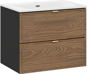 Comad Kúpeľňová skrinka s keramickým umývadlom Talia Casella 60 cm - dub casella